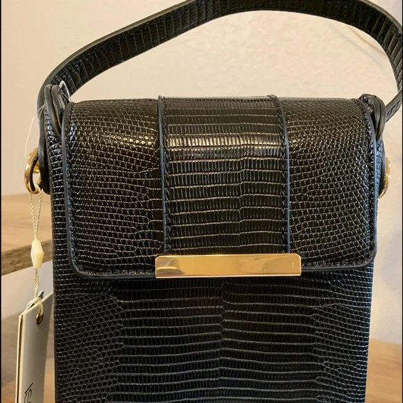 Lizard Print Frame Small Vegan Leather Handle Clutch Purse - Picture 3 of 4